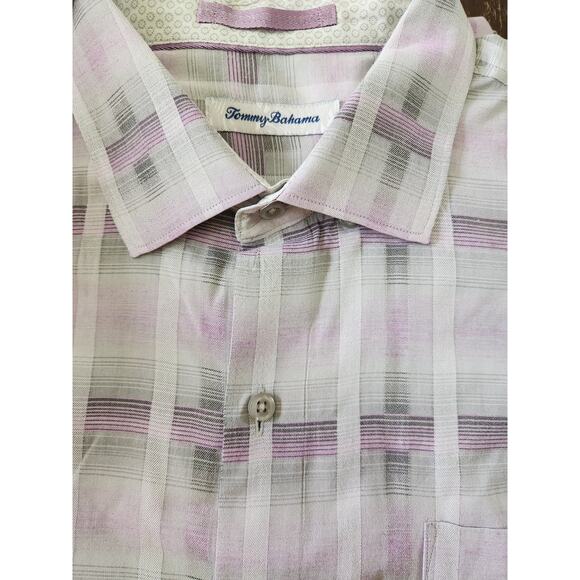 Tommy Bahama purple plaid flip cuff long sleeve button-up size large men's - Picture 1 of 9